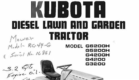 Kubota G3200 G4200 G5200 G6200H Operation manual PDF Download - Service