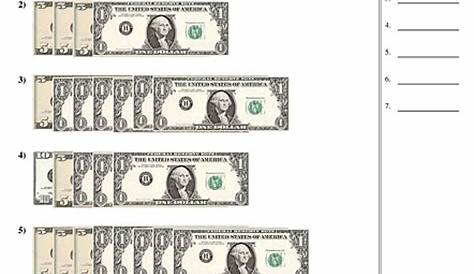 identifying dollar bills worksheet