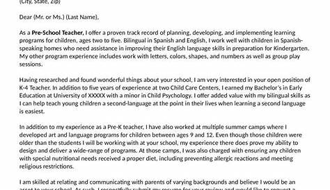 experienced teacher cover letter examples