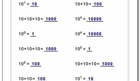 intro to exponents worksheets