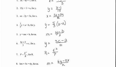 literal equations grade 10