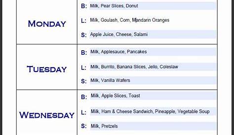 Daycare Menu Template Word New 7 Best Of Free Printable Day Care Weekly