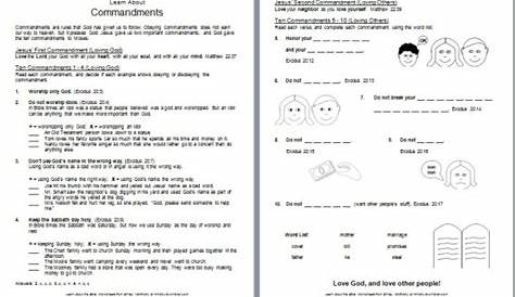 10 Commandments Worksheets - Download PDF