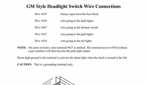 gm headlight switch wiring diagram