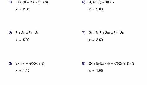 solving equations with variables on both sides worksheets answers