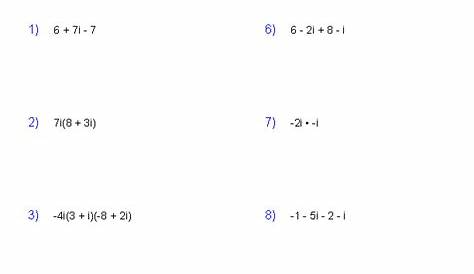 Algebra 2 Worksheets | Complex Numbers Worksheets
