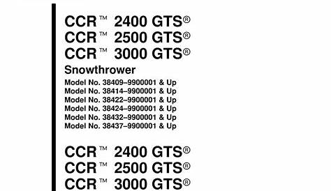 TORO CCR 2400 GTS SNOW BLOWER OPERATOR'S MANUAL | ManualsLib