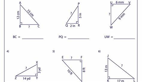 pythagorean theorem worksheet with answer key