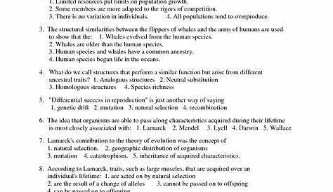12 Best Images of Darwin's Natural Selection Worksheet Key - Evolution