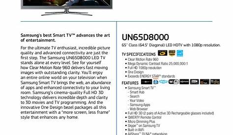 Download free pdf for Samsung UN65D8000 TV manual