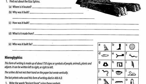11+ Reading Hieroglyphics Worksheet - Reading | History worksheets
