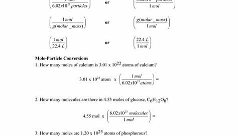 Mole Conversions Worksheet also Mole Conversion Worksheet With Answers