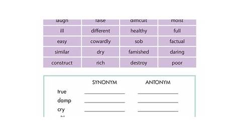 Worksheets: Synonyms and Antonyms Homeschool Language Arts, Teaching