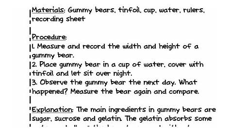 gummy bear experiment worksheet