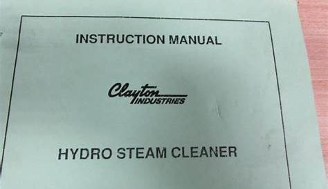 Clayton Industries 062777 Hydro Steam Cleaner Manual SE-150B S-809