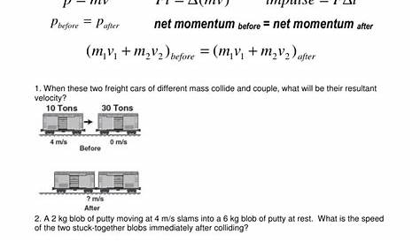 momentum and impulse worksheet with answers