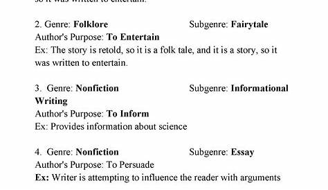genre worksheet 1 answers