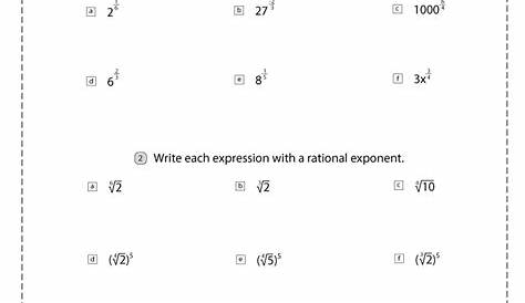 radicals and exponents worksheets