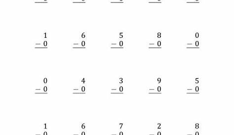 25 Subtracting Zeros Questions (A) Subtraction Worksheet