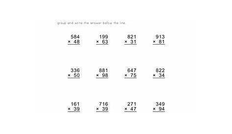 long multiplication worksheet 4th grade