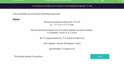 Estimating Square Roots Worksheet - EdPlace
