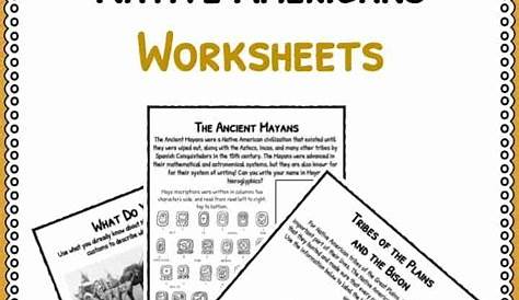 printable native american worksheets