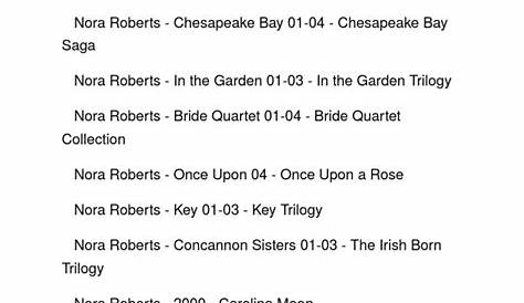 Nora Roberts Printable Book List - Printable Word Searches
