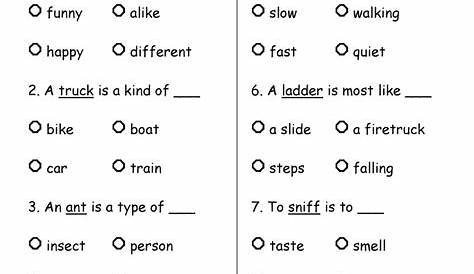 synonyms for second grade worksheets