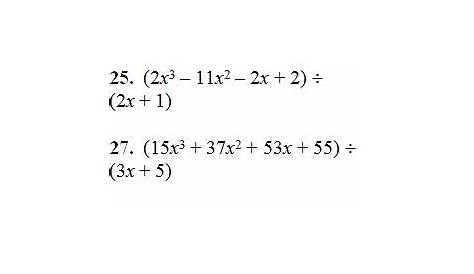 Dividing Polynomials Worksheet (pdf) and Answer Key.(Algebra 2) 31