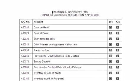 Chart of Accounts - Company Trading in Goods (Pty) Ltd | DocDownload