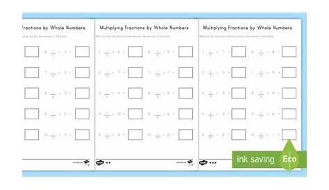 multiplying fractions with whole numbers worksheet
