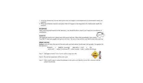identifying endothermic and exothermic reactions worksheet