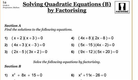 quadratic formula problems worksheets