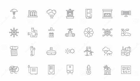Air Conditioner Linear Icons, Signs, Symbols Vector Line Illustration