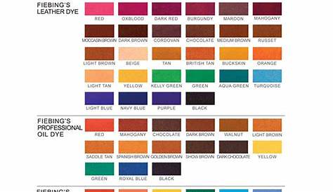 fiebings leather dye color chart