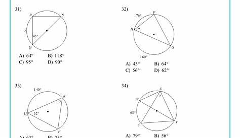 Inscribed Angle Worksheet : Inscribed Angles In A Circle - These angles
