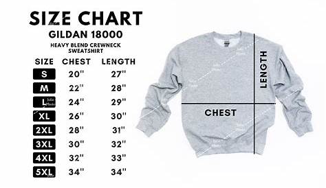 gildan 18000 heavy blend crewneck sweatshirt size chart