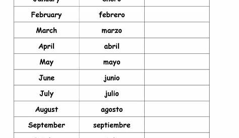 spanish months of the year worksheet