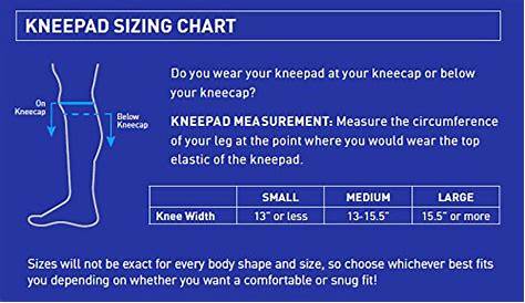 volleyball knee pads size chart