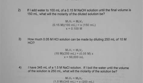 molality worksheet with answers