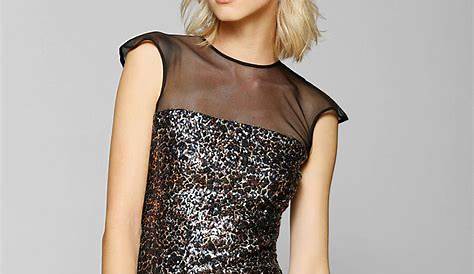 Urban Outfitters Dress The Population Aubrey Sequin Bodycon Dress in Black - Lyst