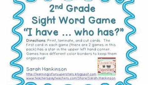 sight word games for 2nd grade