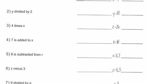 Evaluating Algebraic Expressions With One Variable Worksheet