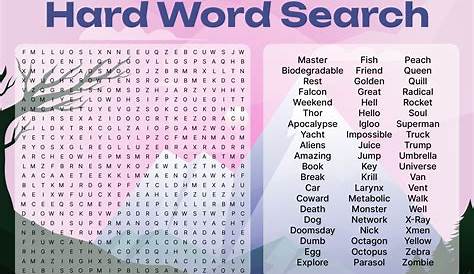 hard word search printable free