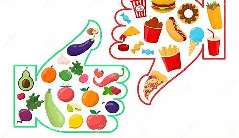 Healthy Vs Junk Food Isolated. Unhealthy Lifestyle Stock Illustration
