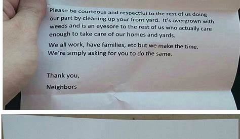 My neighbors sent an anonymous letter about our yard, and I posted the