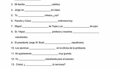 Estar Worksheets In Spanish