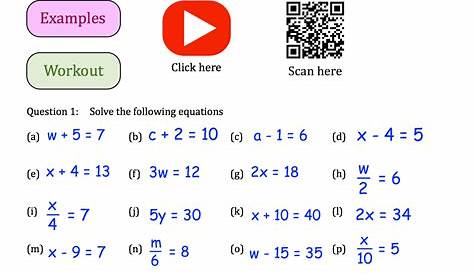 solve the equations worksheets