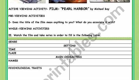 pearl harbor movie worksheets answers