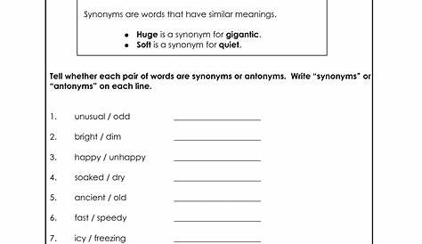 15 Printable Synonyms Worksheets Grade 3 / worksheeto.com